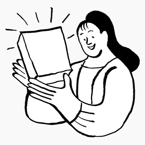woman showing a book